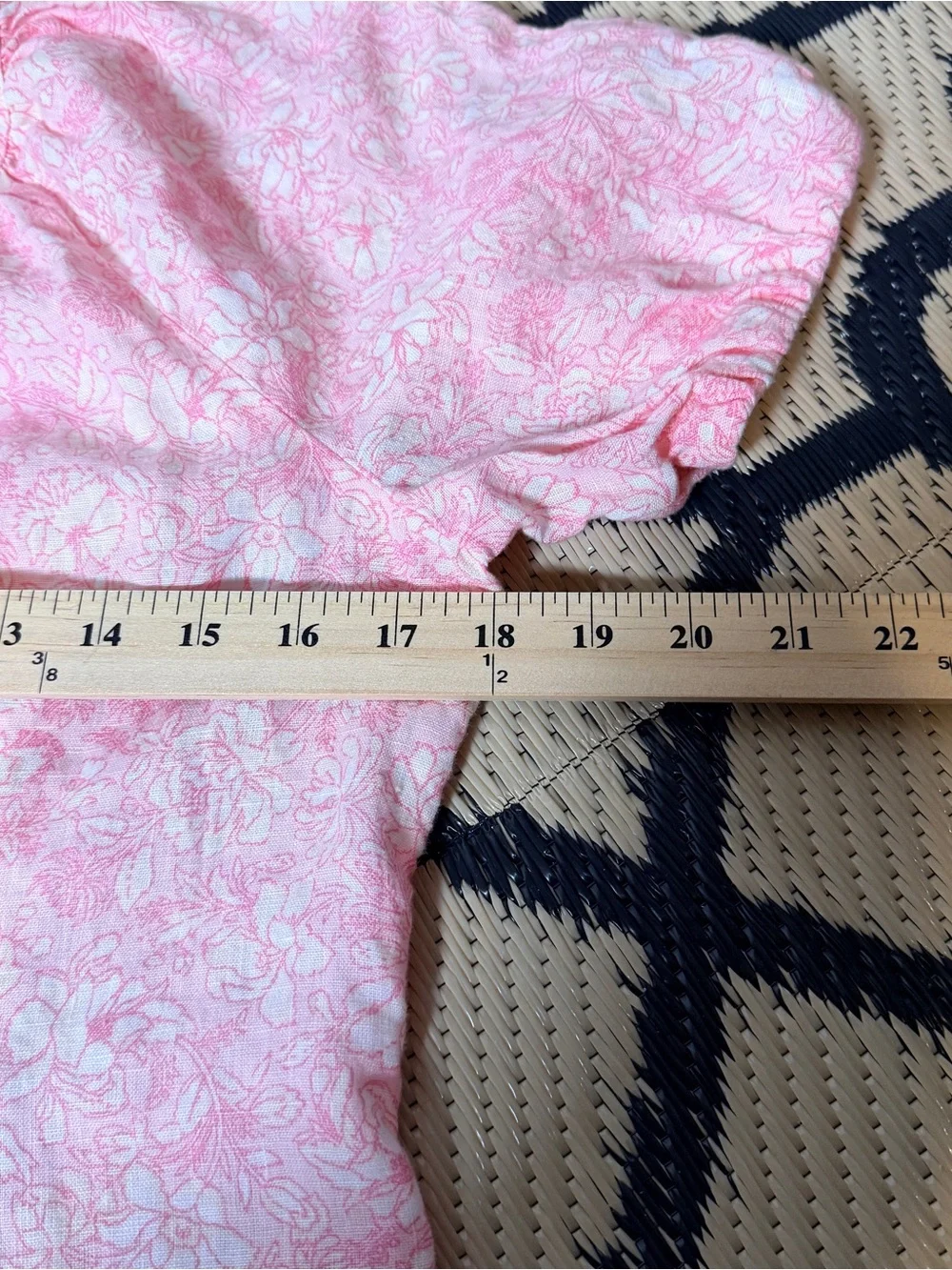 J. Crew 100% Linen Coral pink Floral Scoop-Neck Puff Sleeve peasant, cottagecore